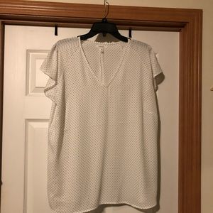 White polka dot short sleeve blouse
